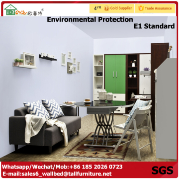 Guangzhou china modern wood dinning table wardrobe closet folding table to wall