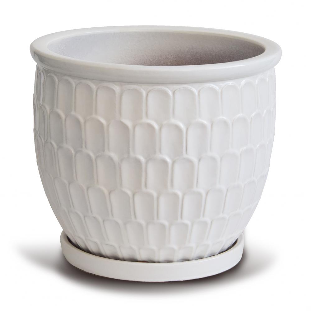 Dragon Scale Flower Pot White 1