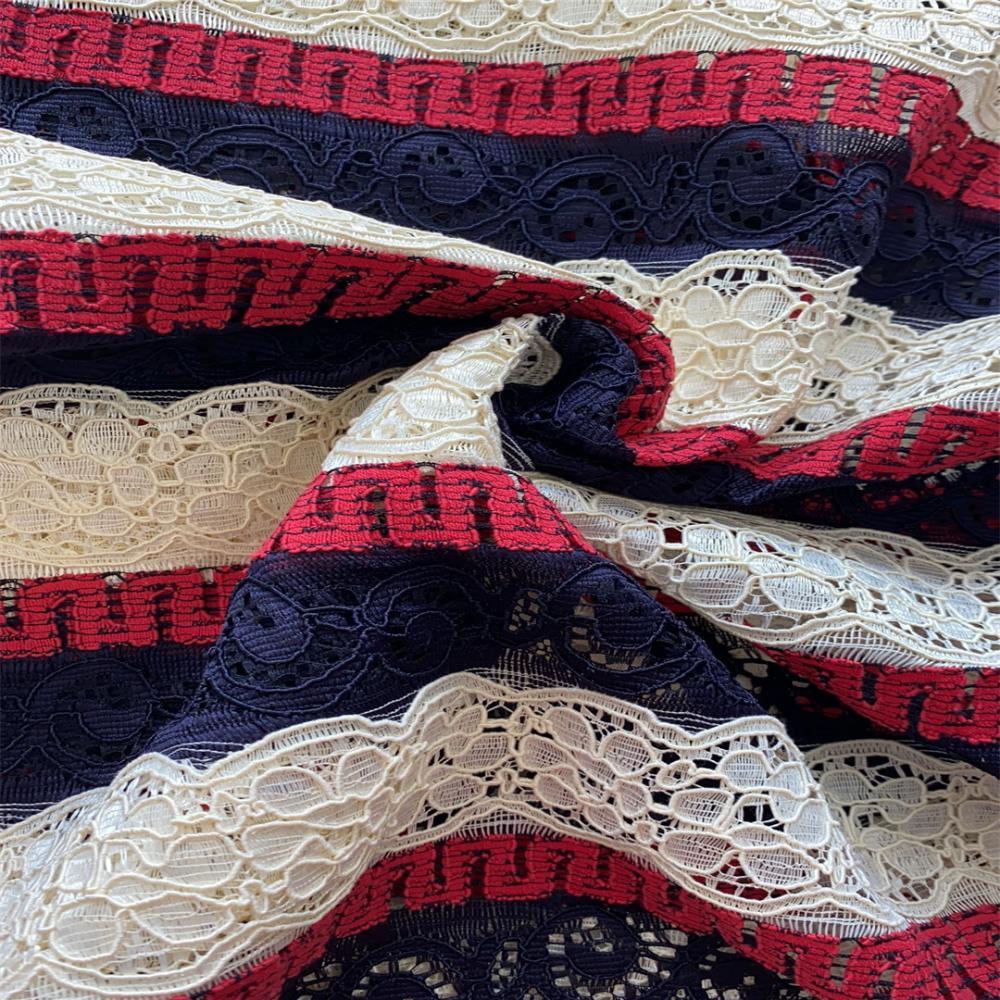 Fantazyjna nylonowa bawełniana tkanina z koronki poliestrowej