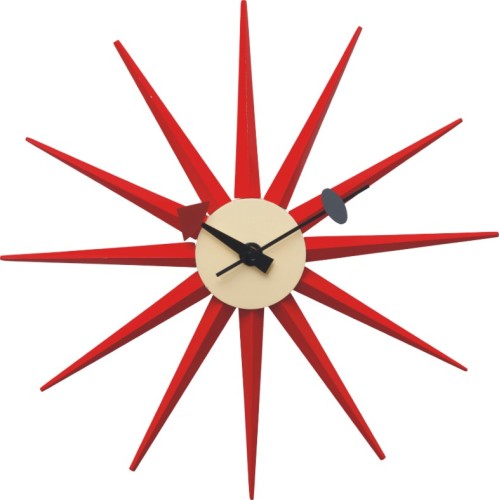 Réplique de l&#39;horloge murale George Nelson Sunburst rouge