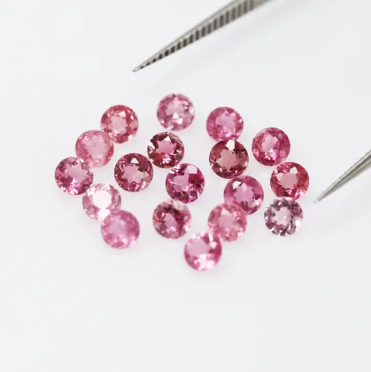 Natural Pink Tourmaline Round Diamond Cut Tourmaline Gems