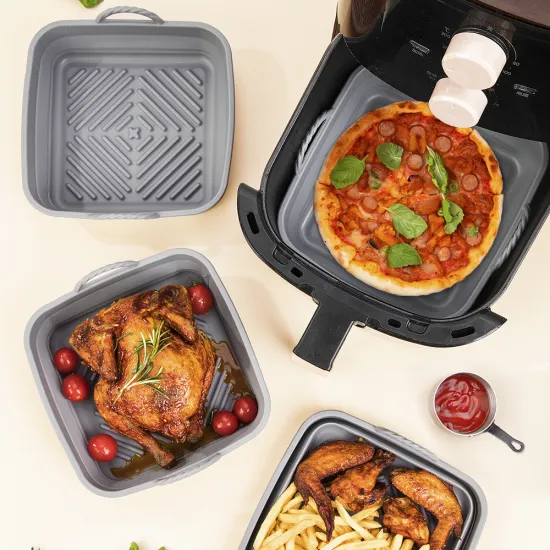 Non-Stick Reusable Silicone Air Fryer Square Liners: Perfect Fit for Your Foldable Air Fryer