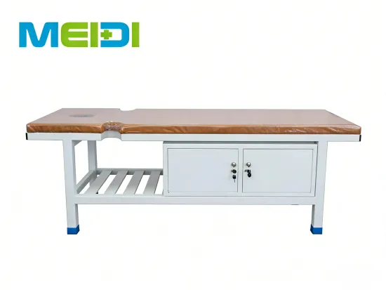 Mobile Stainless Steel Examination Bed with Storage Shelf & Hole