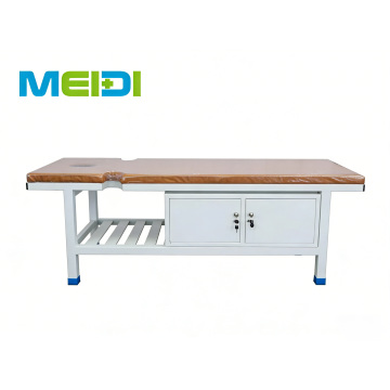 Mobile Stainless Steel Examination Bed with Storage Shelf & Hole