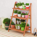 3 Tier Wood Plant Flower Pot Shelves Rack