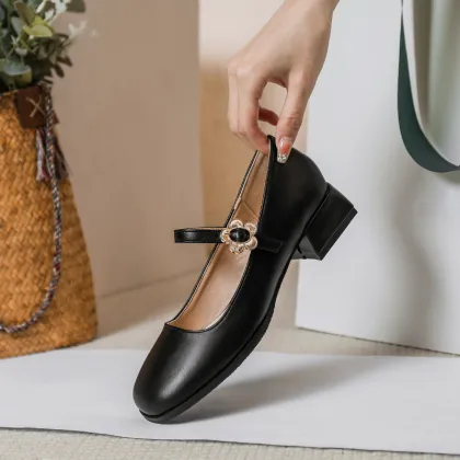 43 Size Thick Sole Mary Jane Shoes for Women