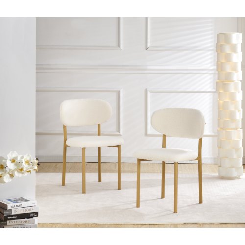 Silla minimalista de tela de felpa con patas de tubo de hierro