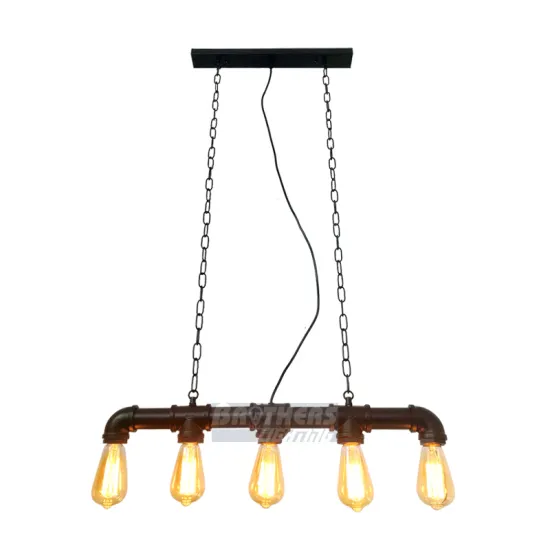 Industrial Rustic Metal Pendant Light with Edison Bulb and Water Pipe Detail