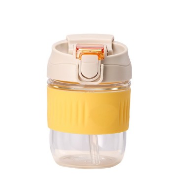 Lovely double drink styles glass coffee cup one cover two usage with straw easy carry cup with lid and straw