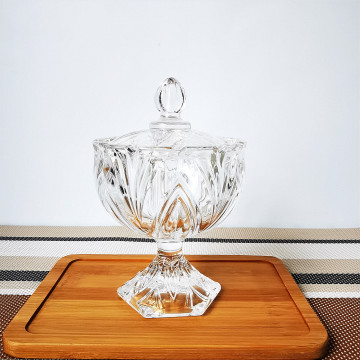Top Seller High Food Glass Small Jars with Embossed Lids for Wedding Buffet Decor