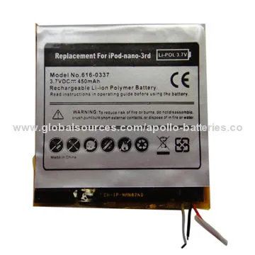 Good-quality mobile phone battery for Nano 3rd, with 450mAh capacity