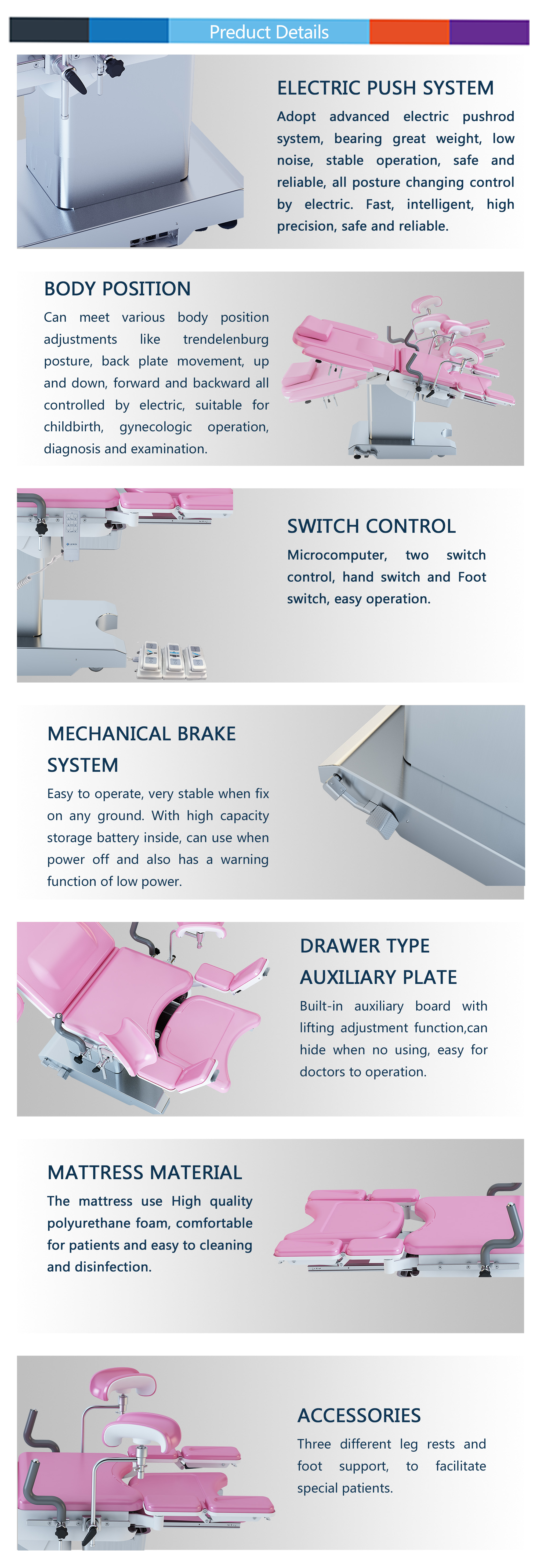 New Gynecological examination bed operating table