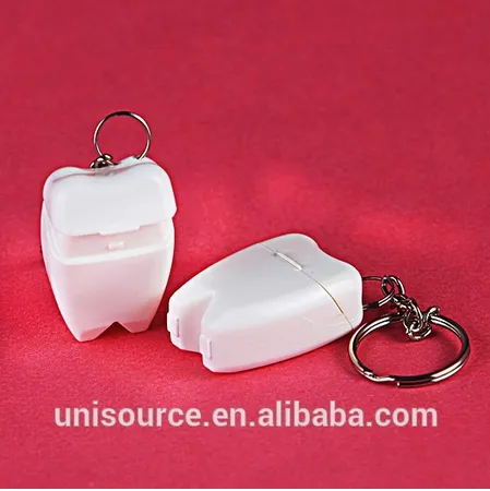 #SS08S-K tooth shape dental floss holder with keychain