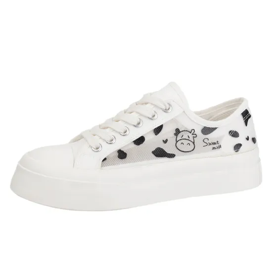 2021 summber thin ventilate printing fabric lady shoes