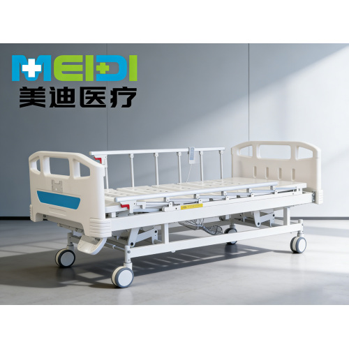 Electric Hospital Bed with Central Brake, 6-Bar Side Rails, Back & Leg Adjustment