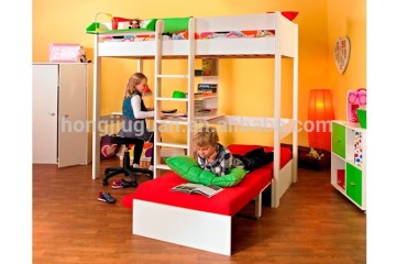(HJG-BK236)Pine wood high sleeper bed with desk