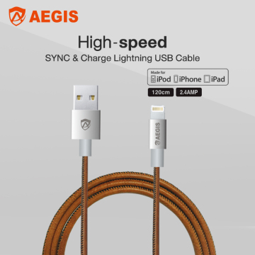 High Speed Data Cable Leather wrap 120cm USB Cable