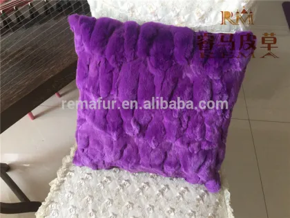 Purple RABBIT FUR PILLOW