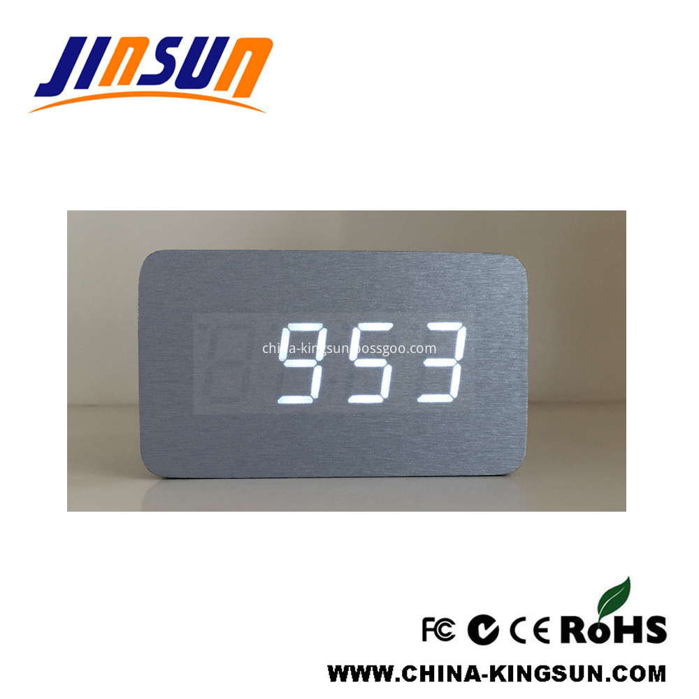 Silver Cover With White Led Clock