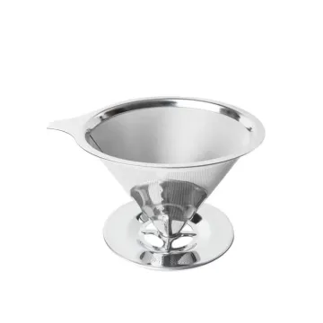 304 Stainless Steel Cone Hand Brewed Coffee Filter Dripper with Double Layers
