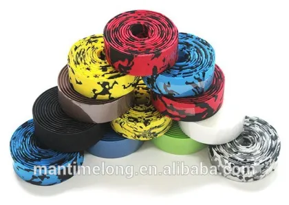 multicolor bicycle handlebar tape with handlebar plugs