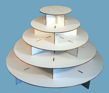 White Cardboard Cupcake Display Stand Box with Custom Printing, 5-Tier Paper Cupcake Stand for Children Round Shape
