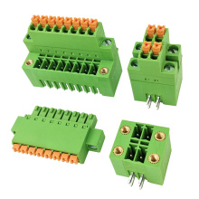 Double bank thin spring frivolous Female and Vertical Straight Angle Male terminal block with locking flanges pitch 3.5MM