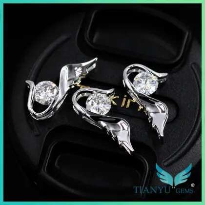 witte diamant moissanite 18k white gold necklace round synthetic diamond pendant