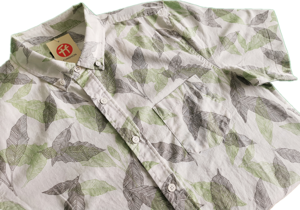 Causal Cotton Leaves Print Short Sleeve Shirt