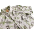 Men Casual Cotton Leaves Print Short Sleeve Shirt