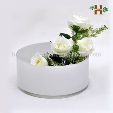 Short Pan Vase White Colored Candle Holder