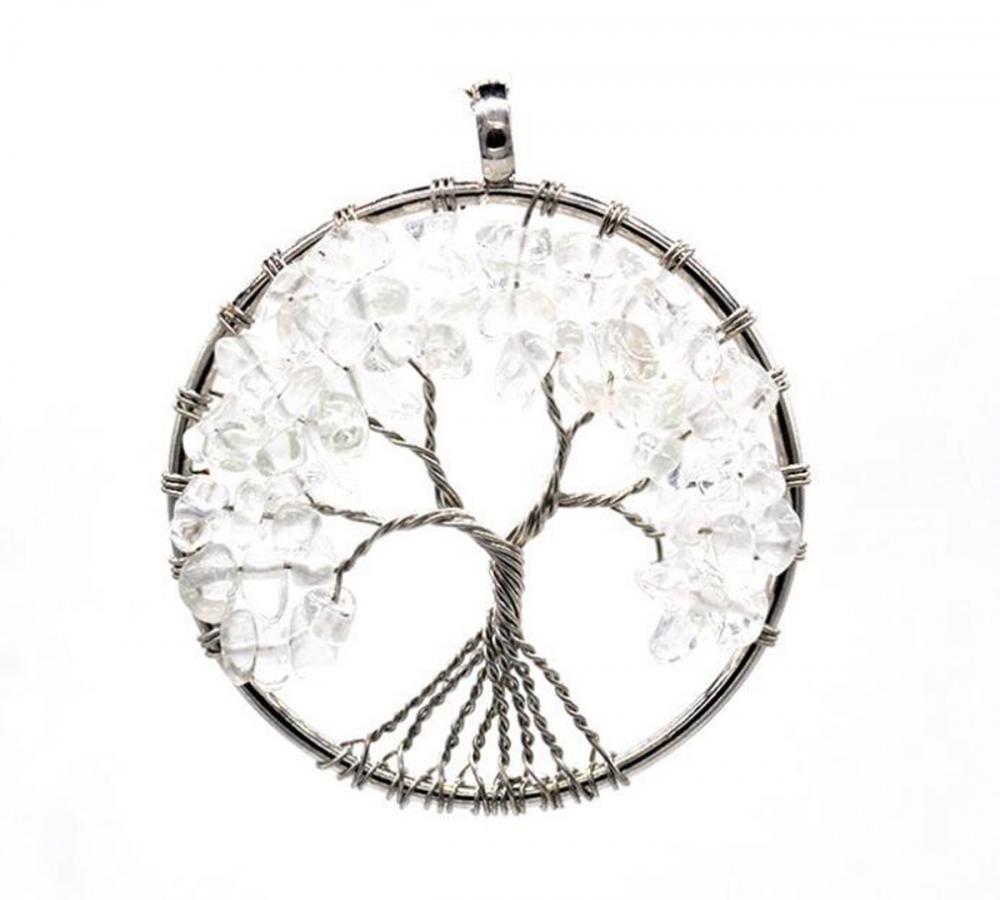 Cristaux de guérison naturels collier arbre de vie quartz 7 chakras pendentif en pierres précieuses fête des mères/pères