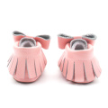 Babysko Pink Newborn Bowknot Babypige mokkasiner