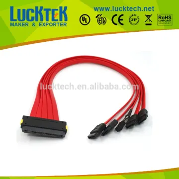 SFF-8484 SAS 32 pin to 4x SATA Fanout Cable with power, 0.5m