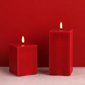 decoration Square Shape Red Paraffin Wax Led candle