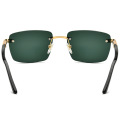 Rimless Square Buffalo Horn Sunglasses