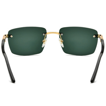 China Rimless Square Buffalo Horn Sunglasses Factory