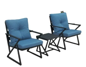 Modern Metal Rocking Chair and Table Set with Cushion for Balcony