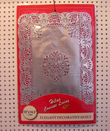 10x14.5inch silver foil doily rectangular