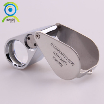 Good Quality Pocket Folding Magnifying Glass with LED UV for Jewelers