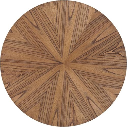 Elegant Walnut Wood Grain Round Coffee Table