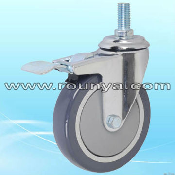 Economic PVC wheel Thread Stem brake hospital furniture caster