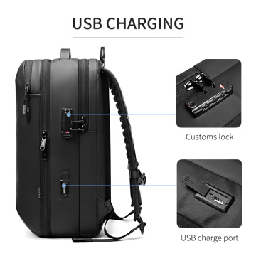 Sac à dos étanche pour ordinateur portable de voyage avec serrure et USB