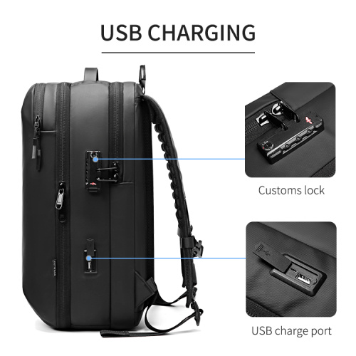 Mochila à prova d'água para laptop de viagem com fechadura e USB