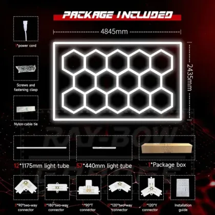Hexagonal LED Garage Lighting Grid System