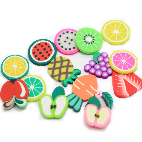 15-20mm Polymer Clay Fruit Slice Strawberry Kiwi  Flat Back  Slices For  Earrings Charms Paste Hairpin  DIY