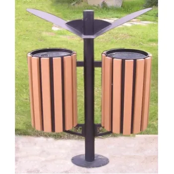 Double Litter Bin, HDPE Trash Can, Public setting, Park Furniture