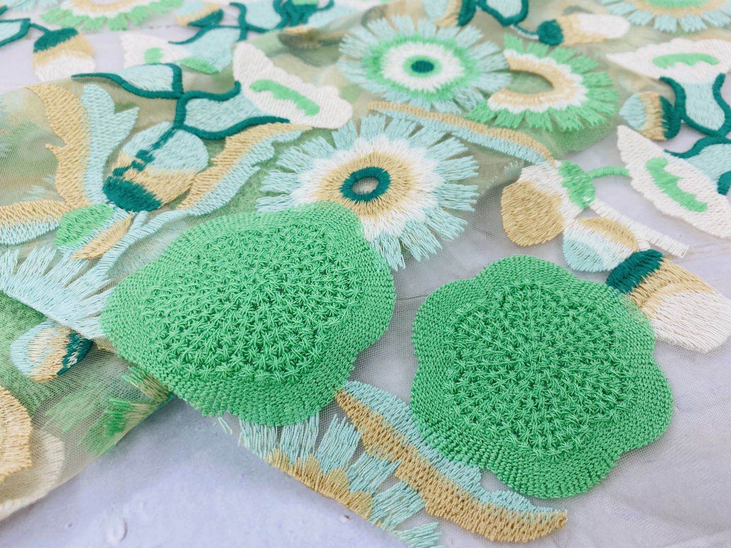 Bege Nylon Mesh Embroidery Fabric