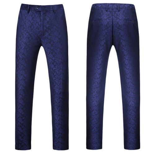 Dark Blue Jacquard Men's Three-Piece Suit