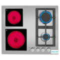 Placa mixta de gas y cerámica 2 quemadores de gas en 60 cm